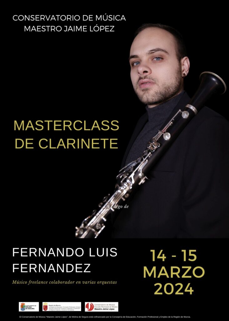 Conservatorio Música Molina Master Class de clarinete Días 14y15mar24 CARTEL