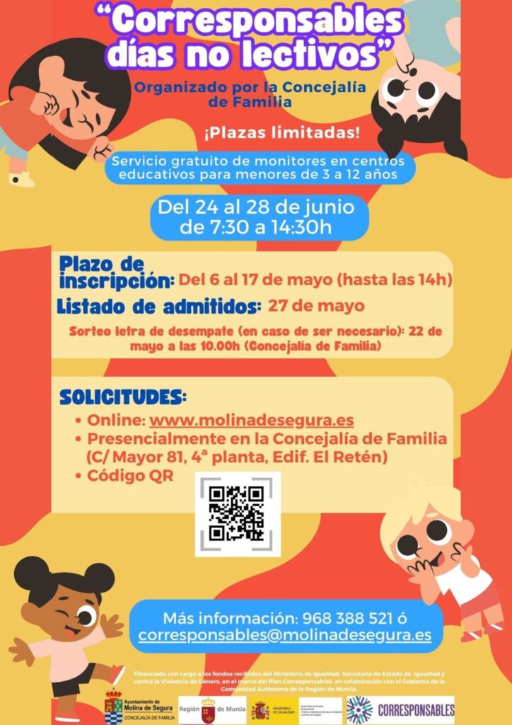 Familia Molina Servicio 'Corresponsables días no lectivos' Plazo de inscripción CARTEL